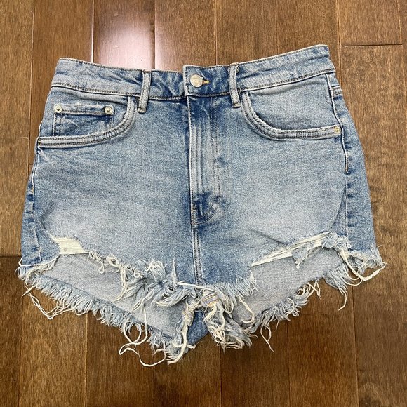 Zara Frayed High Rise Denim Shorts sz 6 - Picture 4 of 9